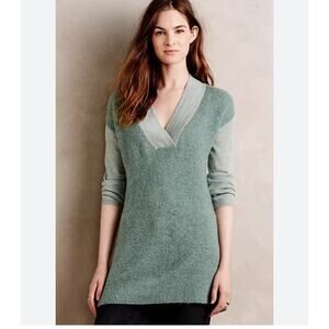 Moth Anthropologie Green Longline Boucle Pullover Size Large